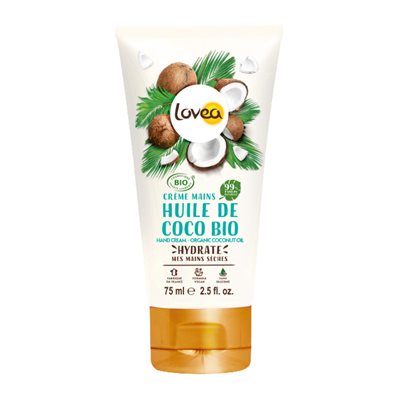 Lovea Créme mains à huile de coco BIO, Certifié BIO cosmos