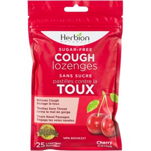 Herbion Naturals Pastilles Contre la Toux Sans Sucre Cerise 25 Pastilles