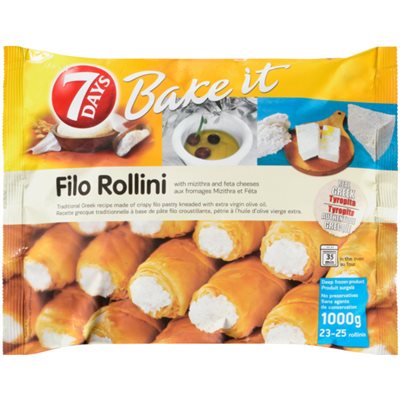 7 Days Bake It Filo Rollini with Mizithra and Feta Cheeses 23-25 Rollinis 1000g