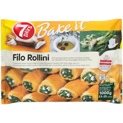 7 Days Bake It Filo Rollini aux épinards et aux Fromages Mizithra et Féta