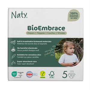 Naty Couches Bioembrace 5-11 à 25 kg, 22 unités
