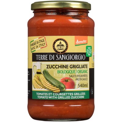 Terre di Sangiorgio Sauce pour Pâtes Tomates et Courgettes Grillées Biologique 540 ml