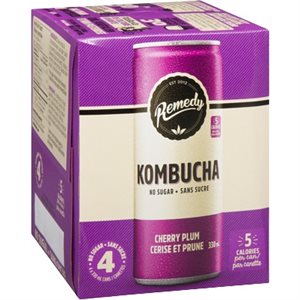 Remedy Kombucha Cerise Noire (Canette) Bio 4X330Ml