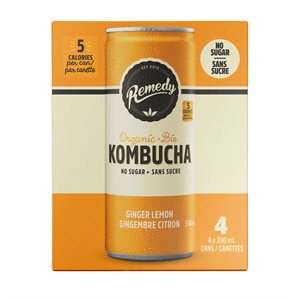 Remedy Kombucha Gingembre Citron (Canette) Bio 4X330Ml