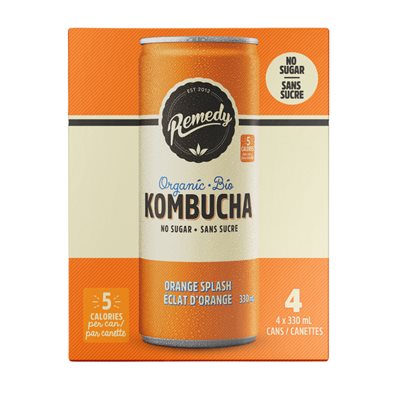 Remedy Organic Orange Splash Kombucha 4x355ml