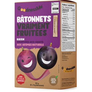 GoodnessMe Bâtonnets fruités raisin 120g
